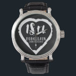 18th Wedding anniversary traditional porcelain Watch<br><div class="desc">If you would like any help customising this design please contact me,  there is an ask this designer button,  just below this text. Aromantic heart brush stroke design for people celebrating 18th wedding anniversary. Porcelain is the traditional gift for this occasion.</div>