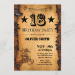 18th Western Birthday Invitation<br><div class="desc">18th Western Birthday Invitation. Cowboy Horse Wild West Theme Birthday Party. Rustic Wood Country Background. For further customisation,  please click the "Customise it" button and use our design tool to modify this template.</div>