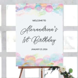 18x24" Colourful Rainbow Bubble Welcome Birthday Poster