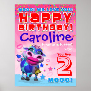 18x24" GiggleBellies Kissy Moo Birthday Poster