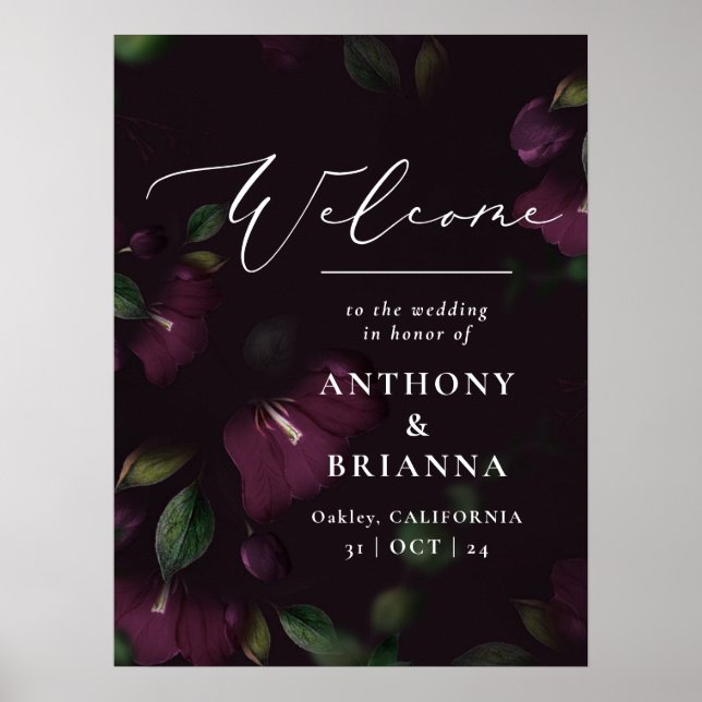 18x24 inch Moody Purple Boom wedding welcome  Poster (Front)