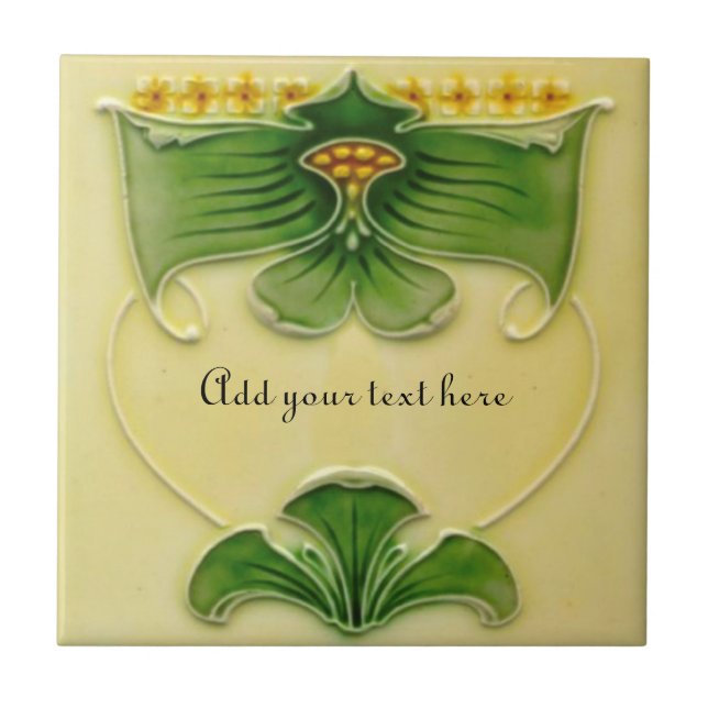 1900 Art Nouveau Repro Floral Tile to Personalise (Front)
