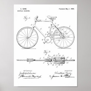 1900 Bicycle Gear Patent Art Drawing Print