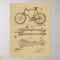 1900 Chainless Bicycle Design Patent Art Print