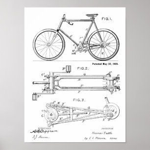 1900 Chainless Bicycle Design Patent Art Print