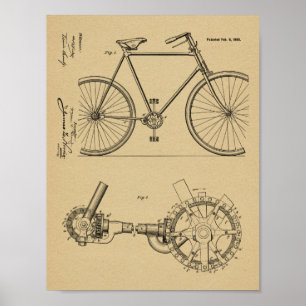 1900 Chainless Bicycle Design Patent Art Print