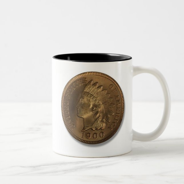 1900 Indian Head Penny Two-Tone Coffee Mug (Right)