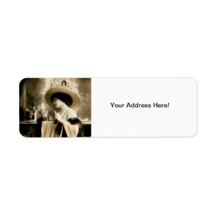 1900 Parisian Woman Drinking Champagne Return Address Label