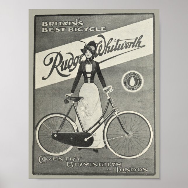 1900 Vintage Bicycle Rudge Whitworth Ad Art Poster (Front)
