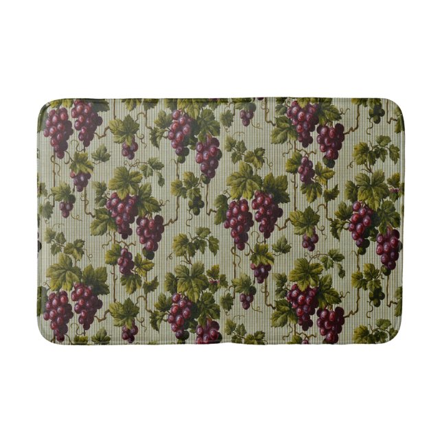 1900 Vintage Grapes Fruit Botanical Design Bath Mat (Front)