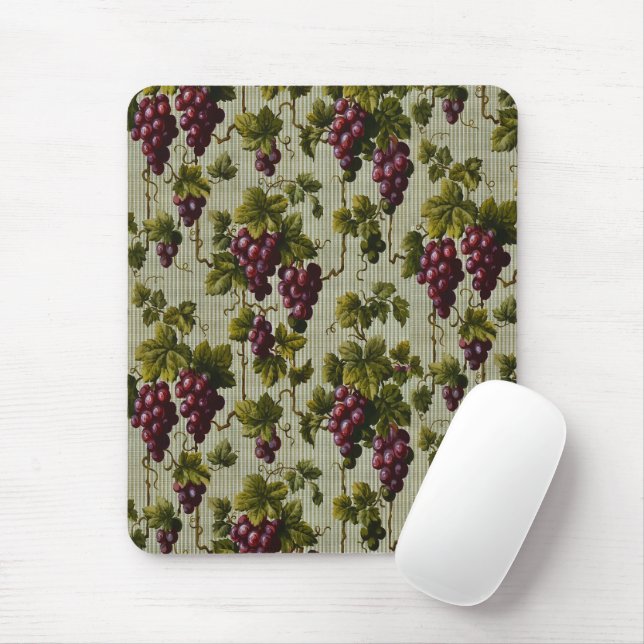 1900 Vintage Grapes Fruit Botanical Design Mouse Pad (With Mouse)