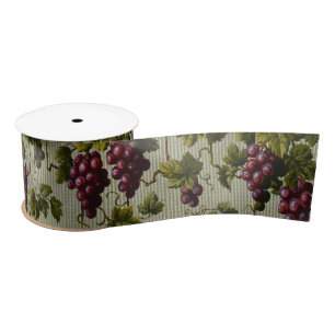 1900 Vintage Grapes Fruit Botanical Design Satin Ribbon