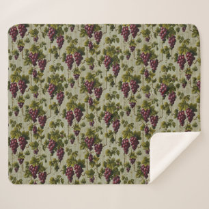 1900 Vintage Grapes Fruit Botanical Design Sherpa Blanket