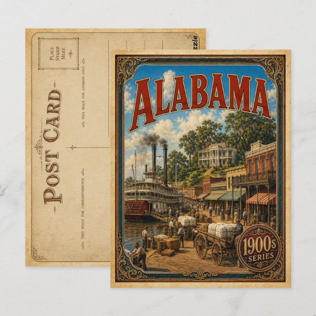 1900s Alabama Postcard Vintage State (Front/Back)