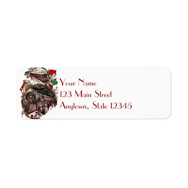 1900s Christmas Train Return Address Labels (Front)