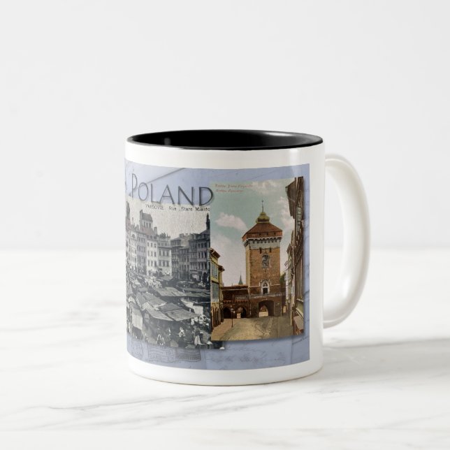 1900s POLAND POSTCARDS Two-Tone Coffee Mug (Front Right)