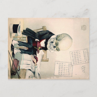 1900s skull, skeleton pharmaceutical ad postcard