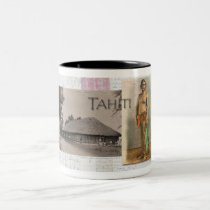 1900s TAHITI POSTCARDS Two-Tone Coffee Mug