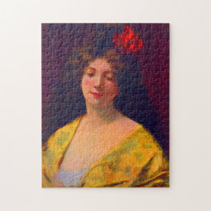 1901 beautiful lady wearing a shawl jigsaw puzzle