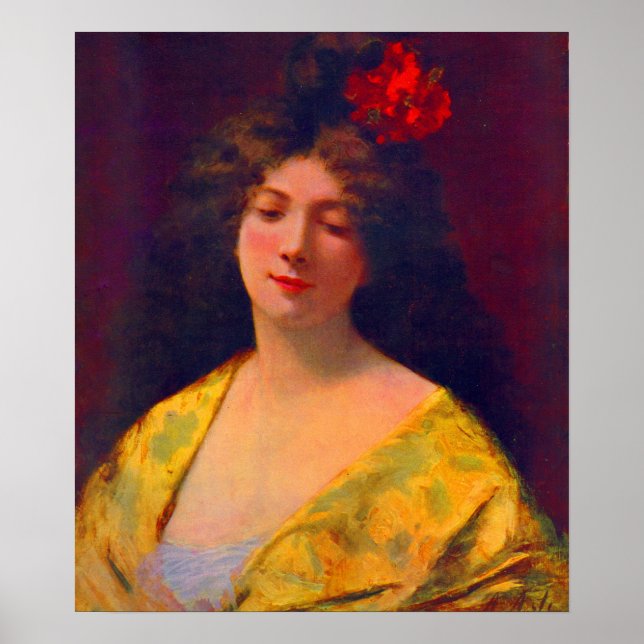 1901 beautiful lady wearing a shawl poster (Front)