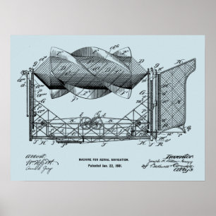 1901 Flying Machine Aeroplane Art Drawing Print