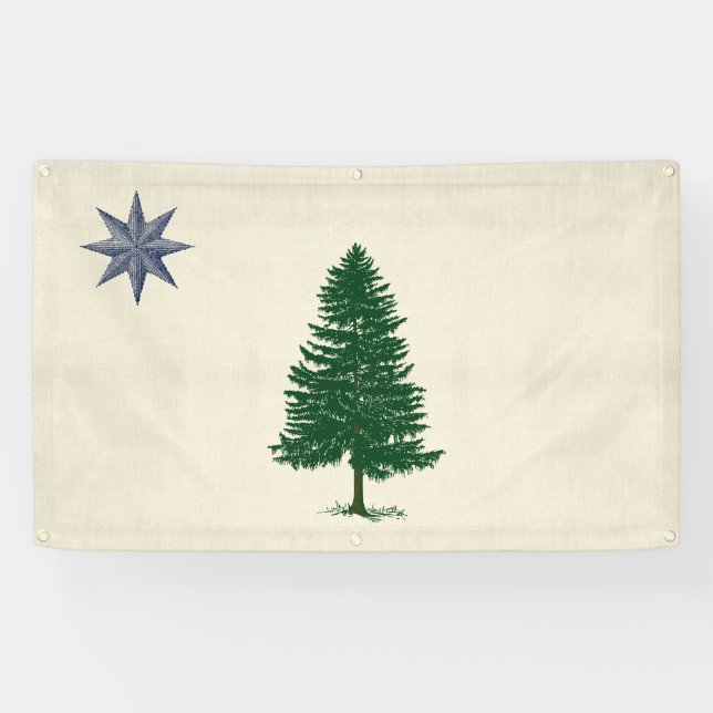 1901 Maine Flag Outdoor Banner - Vintage Style (Horizontal)