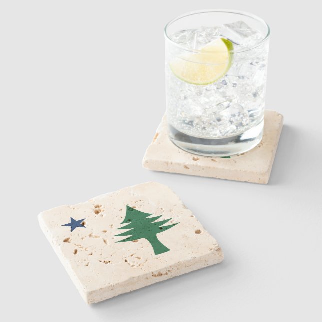 1901 Maine Flag Stone Coaster (Side)