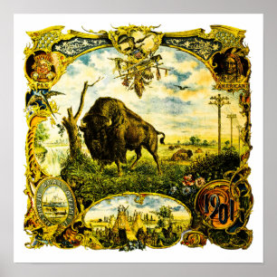 1901 Pan American Expo Buffalo NY Victorian Bison Poster