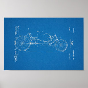 1902 Vintage Bicycle Patent Print Blueprint Art