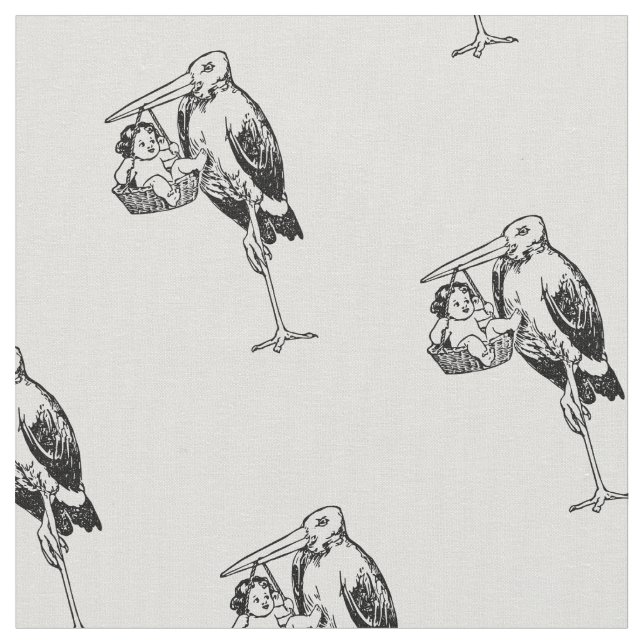 1902 Vintage Stork Baby Ad Fabric (Close Up)
