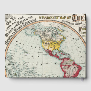 1902 Vintage World Missionary Religions Map Guest Book