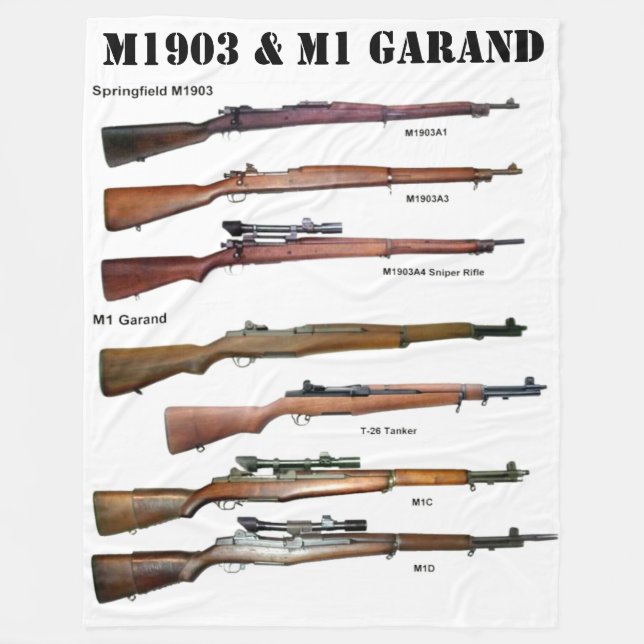 1903 and M1 GARAND RIFLES Fleece Blanket (Front)