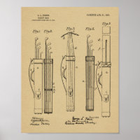 1903 Golf Club Caddy Bag Design Patent Art Print