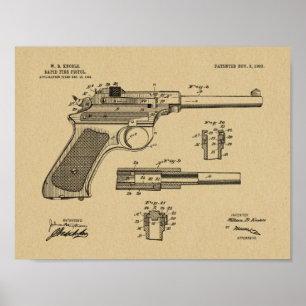 1903 Rapid Fire Gun Patent Art Drawing Print