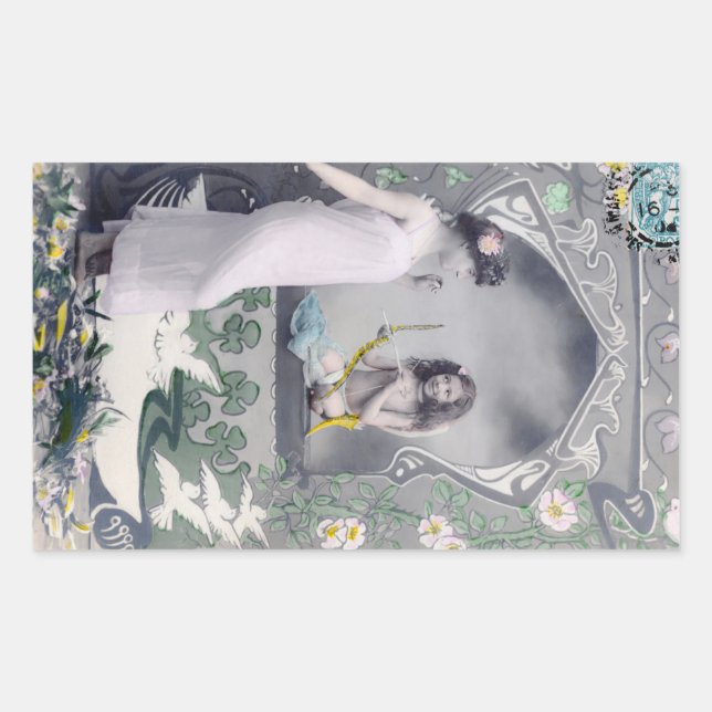 1904 Art Nouveau Valentine  Rectangular Sticker (Front)