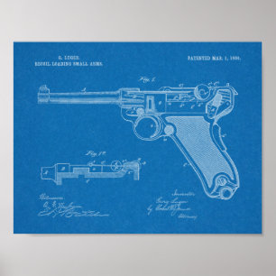 1904 Luger Gun Patent Art Drawing Print