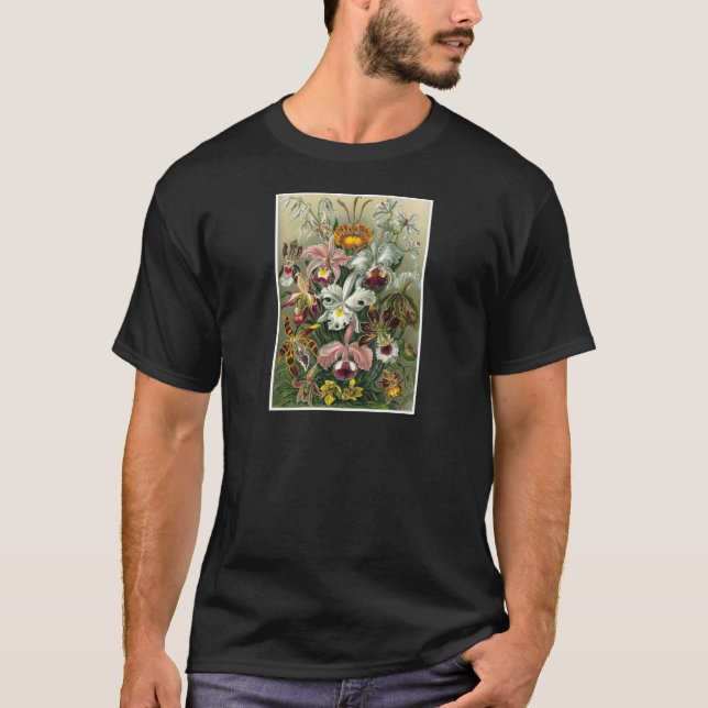 1904 Orchids Art Forms of Nature Print T-Shirt (Front)
