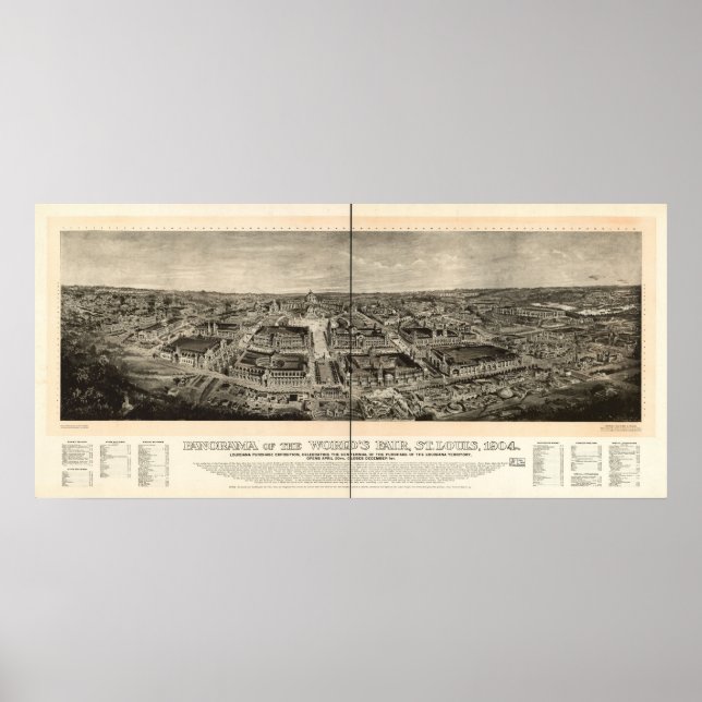 1904 St. Louis MO World's Fair Panoramic Map Poster (Front)