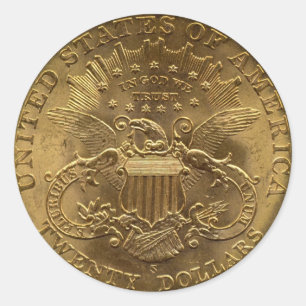 1904 Twenty Dollar Coin, back (tails) or $20 Classic Round Sticker