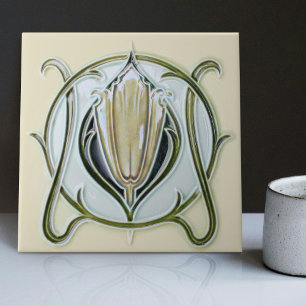 1905 Art Nouveau Gibbons UK Floral Ceramic Tile