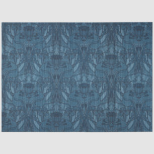 1905 Art Nouveau Style Blue Floral & Leaves Design Tissue Paper