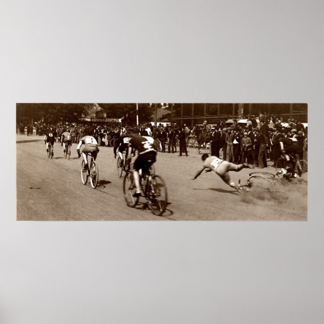 1905 Bicycle Race Wipe Out Poster (Front)