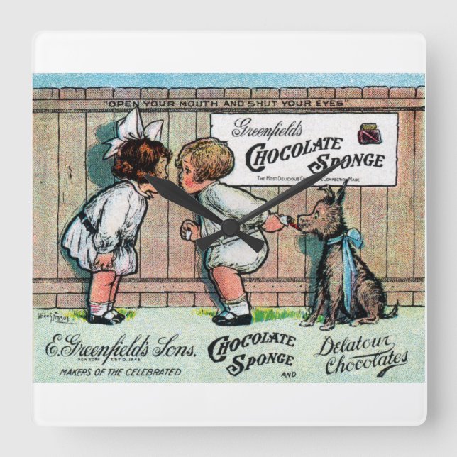 1905 Chocolate Candy Ad Square Wall Clock (Front)