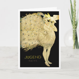 1906!!! "BIRDS OF A FEATHER" ART NOUVEAU GREETING CARD