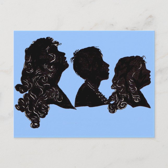 1906 family silhouette mother, son and daughter postcard (Front)