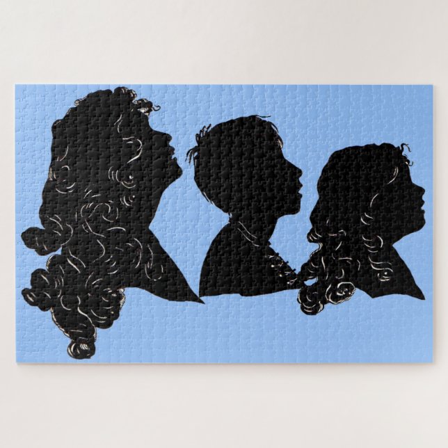 1906 mother, son and daughter silhouettes jigsaw puzzle (Horizontal)