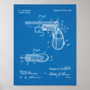 1906 Water Gun Patent Art Drawing Print