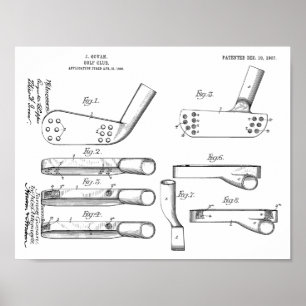 1907 Golf Club Head Patent Art Drawing Print