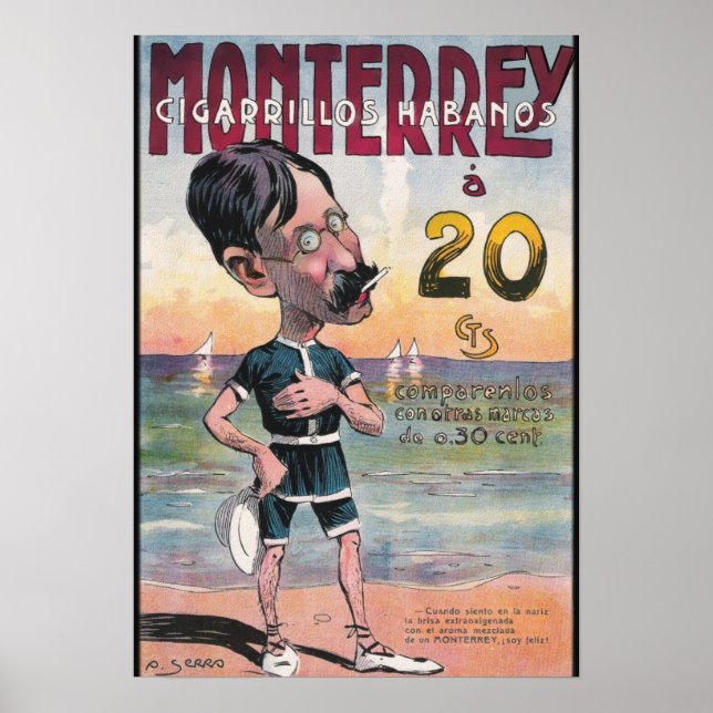 1907 Vintage Monterrey Cigar Advertisement Poster (Front)