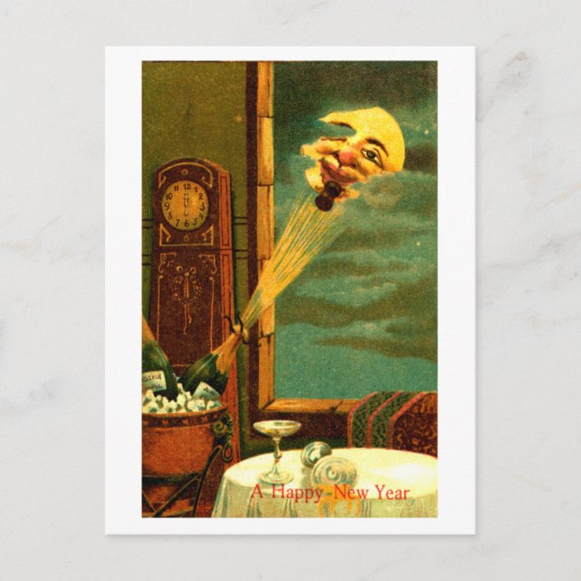 1908 Champagne New Year Holiday Postcard (Front)